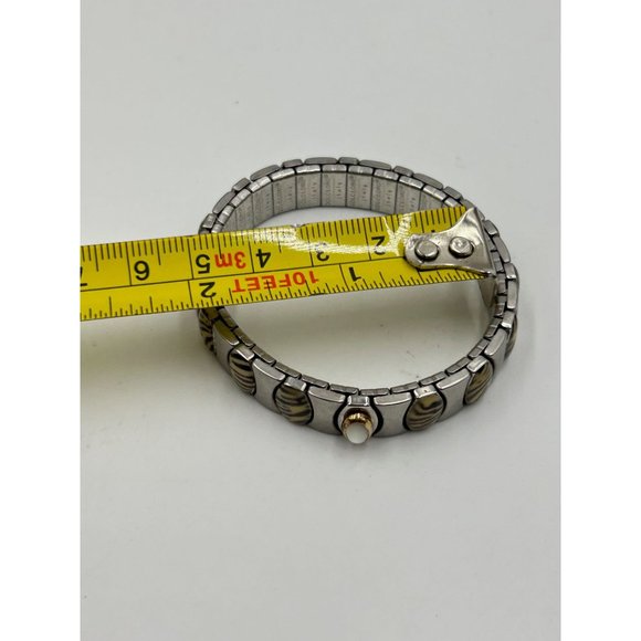 Italian Dolceoro Vintage Stretch Bracelet Elastic Stainless Steel w/ Gold Accent - Picture 7 of 7